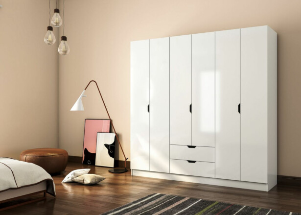 Vaatekaappi Linento Furniture Rb-157, 180x180cm, mattavalkoinen