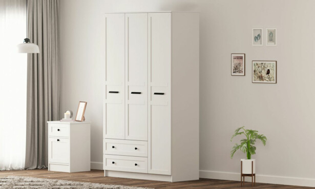 Vaatekaappi Linento Furniture Rb-168-01-002, 105x184cm, mattavalkoinen