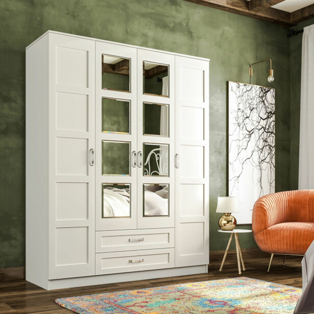 Vaatekaappi Linento Furniture Rb-051, 140x180cm, mattavalkoinen
