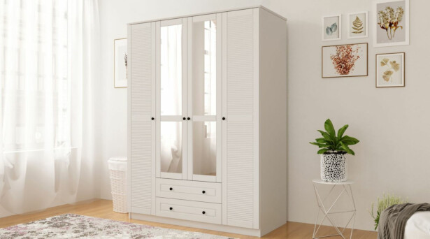 Vaatekaappi Linento Furniture Rb-063-03, 140x184cm, mattavalkoinen