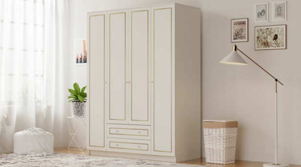 Vaatekaappi Linento Furniture Rb-079, 140x210cm, mattavalkoinen