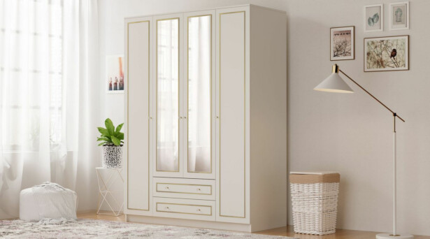 Vaatekaappi Linento Furniture Rb-079-02, 140x210cm, mattavalkoinen