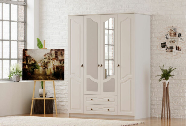 Vaatekaappi Linento Furniture Rb-106, 140x210cm, mattavalkoinen