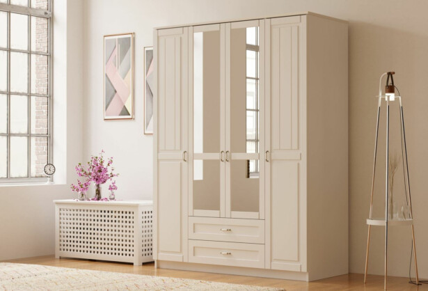 Vaatekaappi Linento Furniture Rb-121-01, 140x210cm, mattavalkoinen