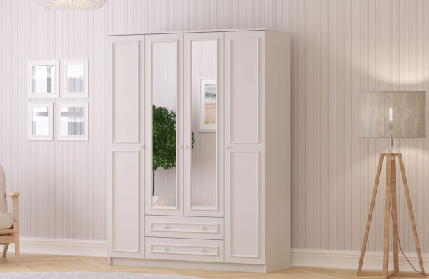 Vaatekaappi Linento Furniture Rb-186-03, 140x210cm, mattavalkoinen