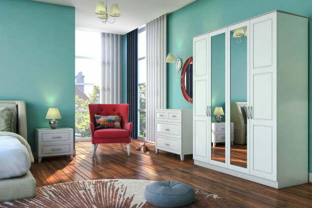 Vaatekaappi Linento Furniture Rb-163, 140x184cm, mattavalkoinen