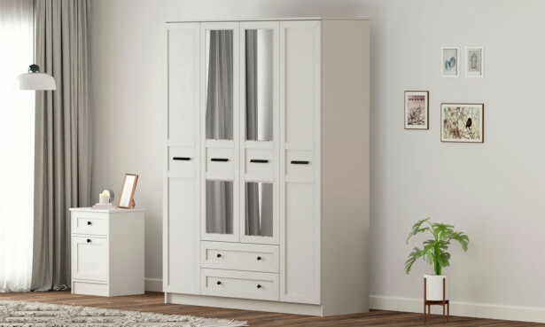 Vaatekaappi Linento Furniture Rb-168-01-010, 140x184cm, mattavalkoinen