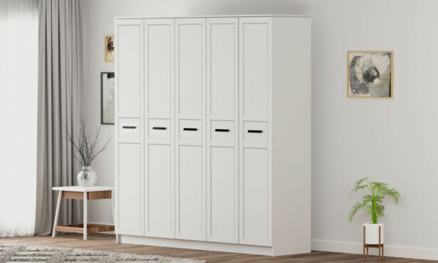 Vaatekaappi Linento Furniture Rb-168-01-005, 175x210cm, mattavalkoinen