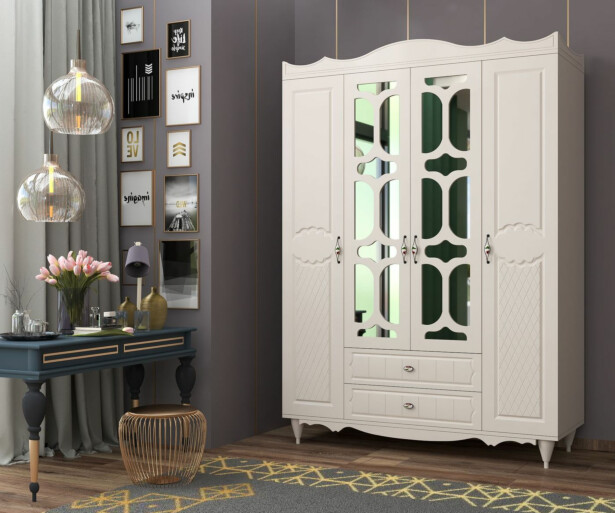 Vaatekaappi Linento Furniture Rb-048, 140x190cm, mattavalkoinen