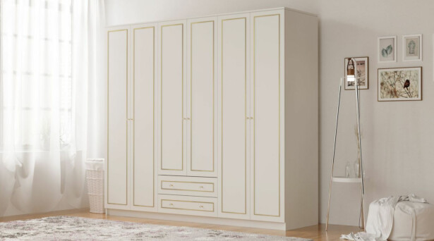Vaatekaappi Linento Furniture Rb-084, 210x180cm, mattavalkoinen