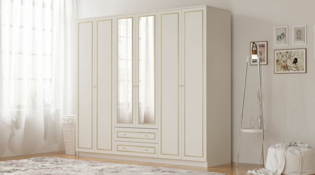 Vaatekaappi Linento Furniture Rb-085-01, 210x180cm, mattavalkoinen