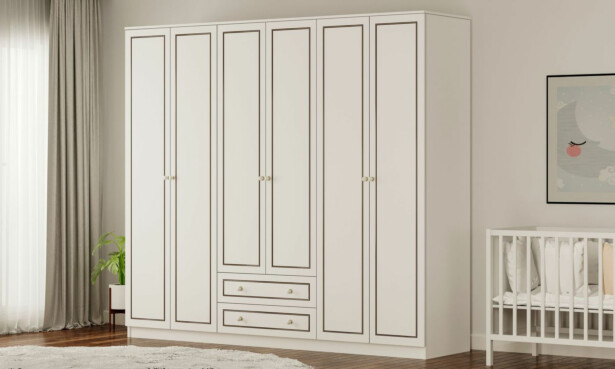 Vaatekaappi Linento Furniture Rb-094-01, 210x180cm, mattavalkoinen