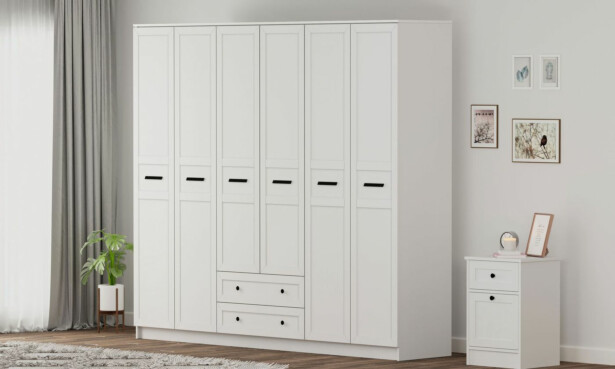 Vaatekaappi Linento Furniture Rb-168-01-006, 210x184cm, mattavalkoinen