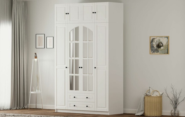 Vaatekaappi Linento Furniture Rb-185-11, 140x210cm, mattavalkoinen