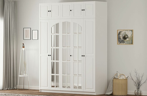 Vaatekaappi Linento Furniture Rb-185-13, 175x210cm, mattavalkoinen
