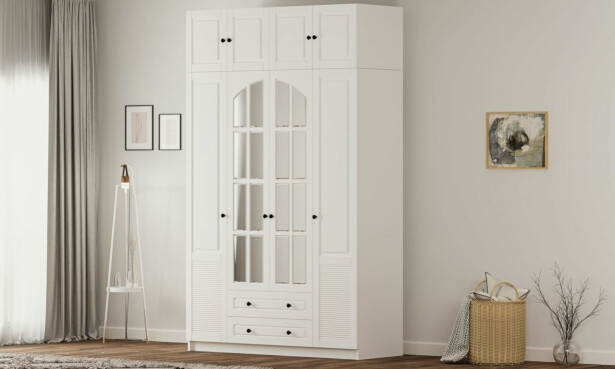 Vaatekaappi Linento Furniture Rb-185-18, 140x240cm, mattavalkoinen