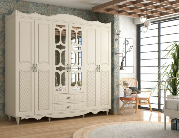 Vaatekaappi Linento Furniture Rb-049, 210x190cm, mattavalkoinen