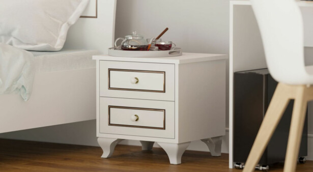 Yöpöytä Linento Furniture Rb-103, 40x45cm, mattavalkoinen