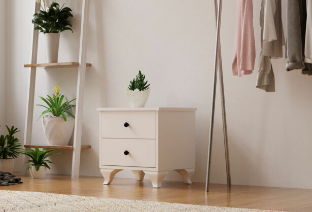 Yöpöytä Linento Furniture Rb-070, 40x45cm, mattavalkoinen