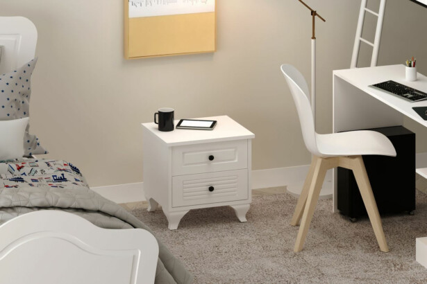 Yöpöytä Linento Furniture Rb-118, 40x45cm, mattavalkoinen
