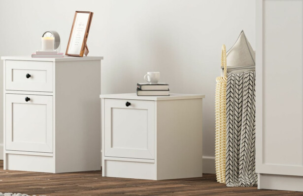 Yöpöytä Linento Furniture Rb-168-02, 40x45cm, mattavalkoinen