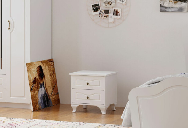 Yöpöytä Linento Furniture Rb-179, 40x45cm, mattavalkoinen