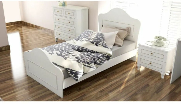 Sängynrunko Linento Furniture Rb-088, 90x190cm, mattavalkoinen