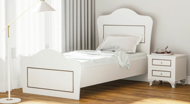 Sängynrunko Linento Furniture Rb-100, 90x190cm, mattavalkoinen