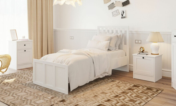 Sängynrunko Linento Furniture Rb-168-04-003, 90x190cm, mattavalkoinen