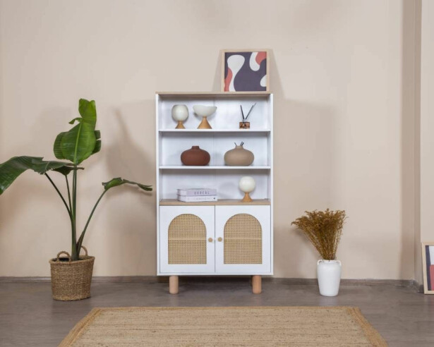 Kirjahylly Linento Furniture Bohem, 90x158cm, ruskea/valkoinen