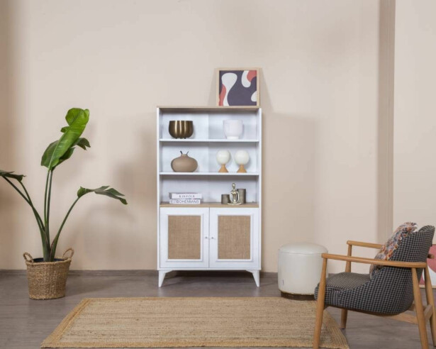Kirjahylly Linento Furniture Mount, 90x158cm, ruskea/valkoinen