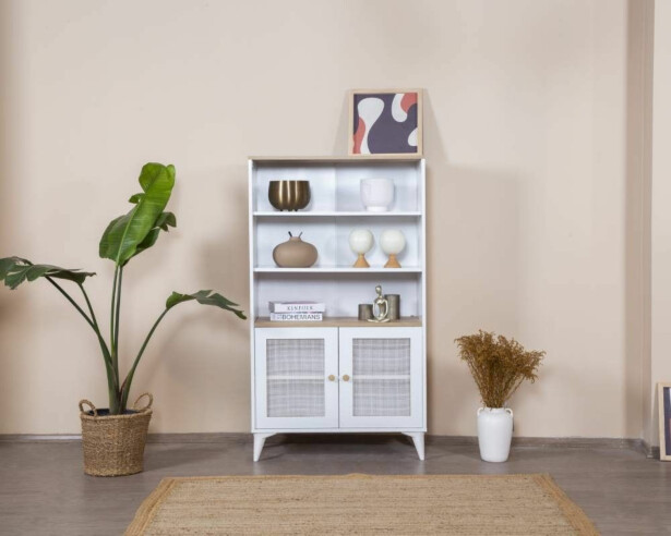 Kirjahylly Linento Furniture Calvin, 90x158cm, ruskea/valkoinen