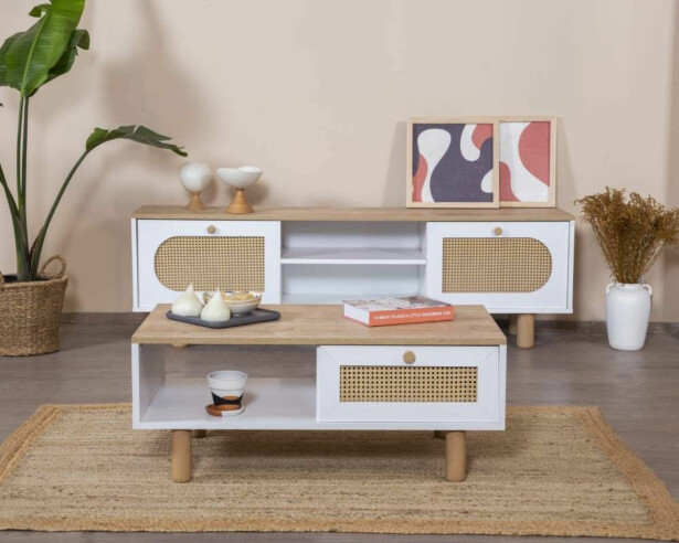 Sohvapöytä Linento Furniture Bohem, ruskea/valkoinen