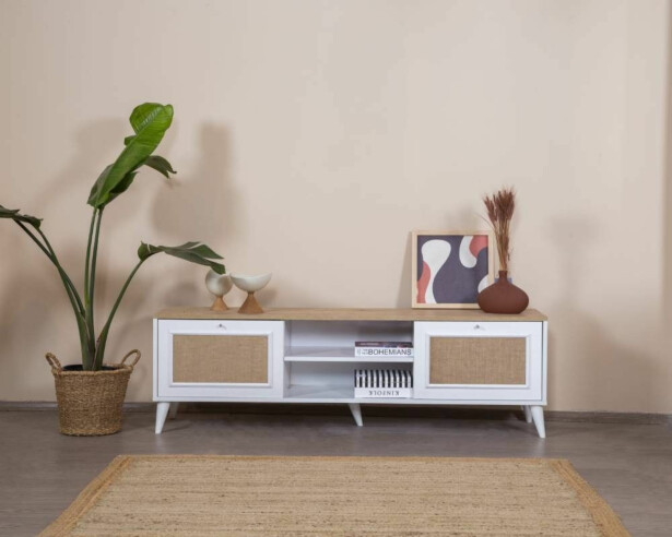TV-taso Linento Furniture Mount, leveys 180cm, ruskea/valkoinen