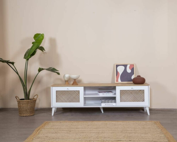 TV-taso Linento Furniture Goose, leveys 180cm, ruskea/valkoinen