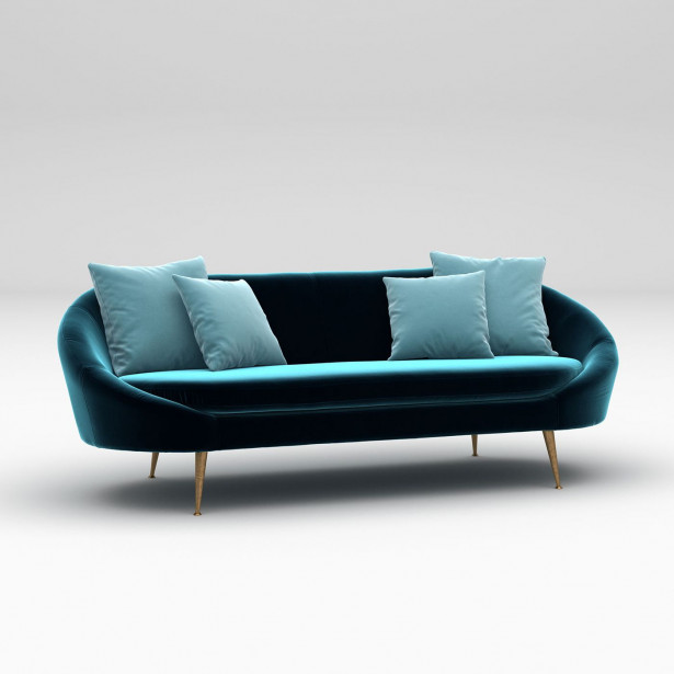 Sohva Linento Furniture Matilda, 3-istuttava, petroolinsininen