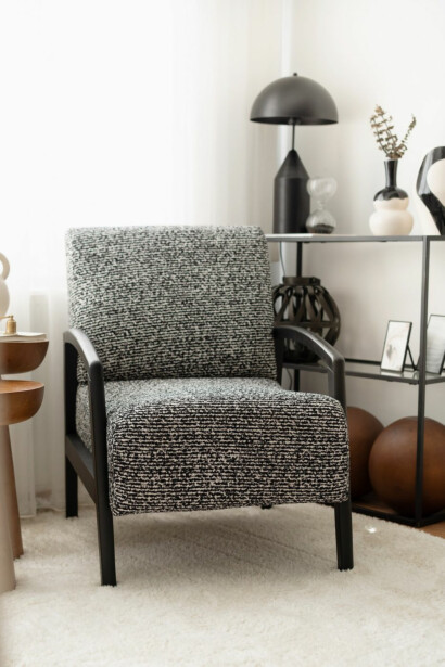 Nojatuoli Linento Furniture Luma 1, musta-valkoinen