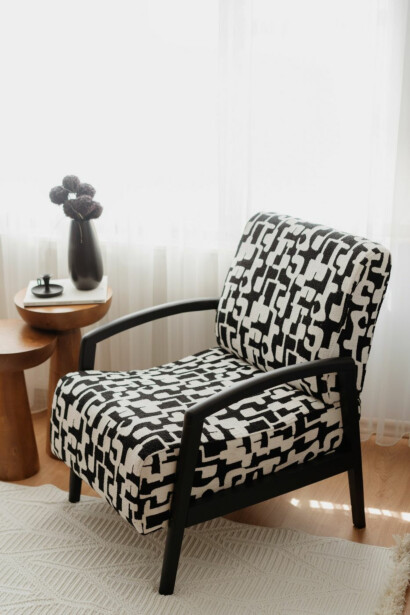 Nojatuoli Linento Furniture Luma 2, musta-valkoinen