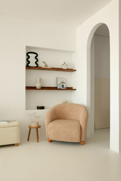 Nojatuoli Linento Furniture Slon, beige sametti