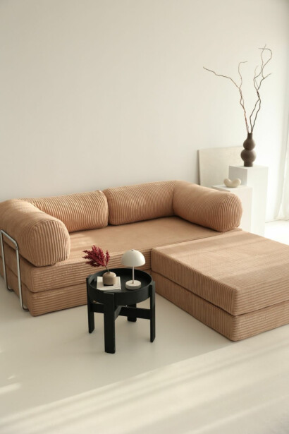 Divaanivuodesohva Linento Furniture Nook, 2-istuttava, ruskea sametti