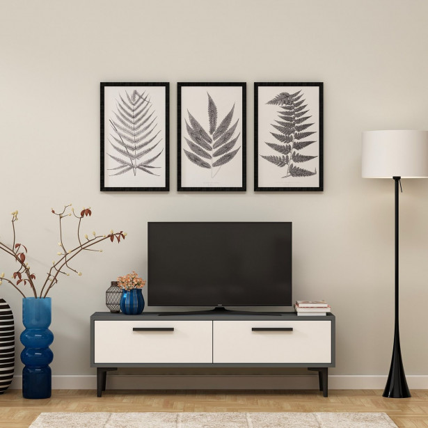 TV-taso Linento Furniture Leni, antrasiitti/valkoinen
