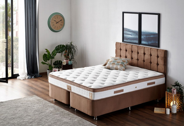 Jenkkisänkypaketti Linento Furniture Latte, 140x190cm, vaaleanruskea