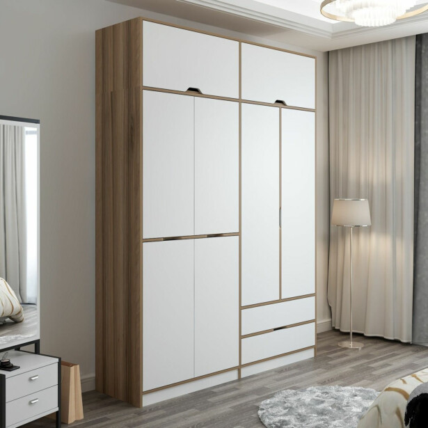 Vaatekaappi Linento Furniture Elina 185cm, valkoinen