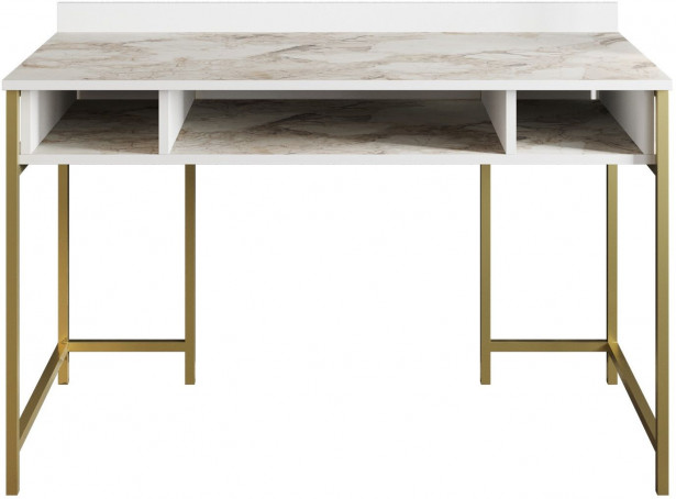 Työpöytä Linento Furniture Tumata, marmori, kulta/valkoinen