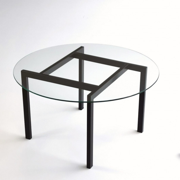 Sohvapöytä Linento Furniture Balance, 75cm, kirkas lasi, musta
