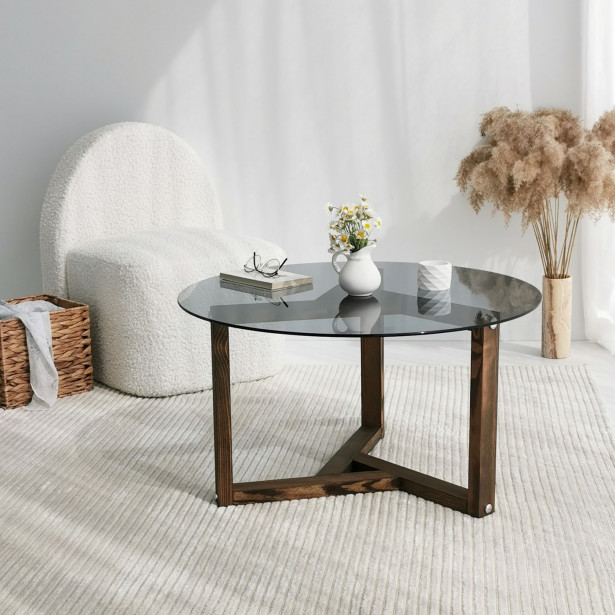Sohvapöytä Linento Furniture Miro, 75cm, savulasi, ruskea