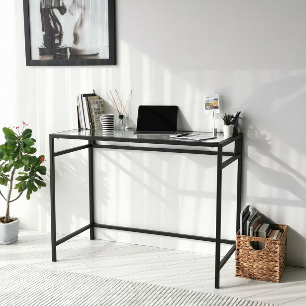 Työpöytä Linento Furniture Network, kirkas lasi, musta
