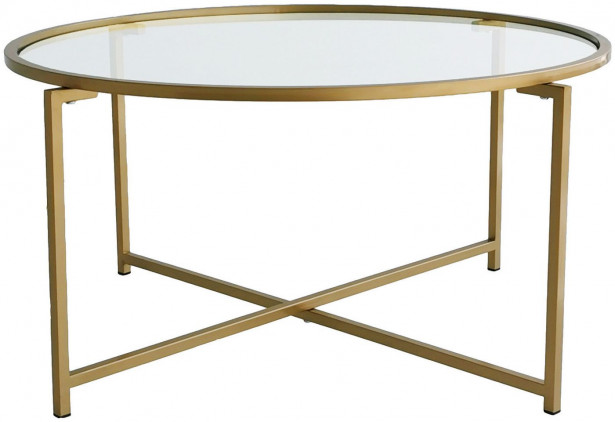 Sohvapöytä Linento Furniture Gold Sun, 83cm, kirkas lasi, kulta