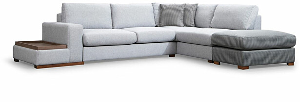 Avokulmasohva Linento Furniture Loop 4, 3-istuttava, rahilla, harmaa