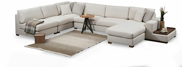 U-kulmasohva Linento Furniture Loop 9, 5-istuttava, valkoinen